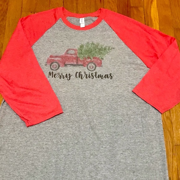 Christmas Truck 3/4 Sleeve Baseball Tee - Picture 1 of 1